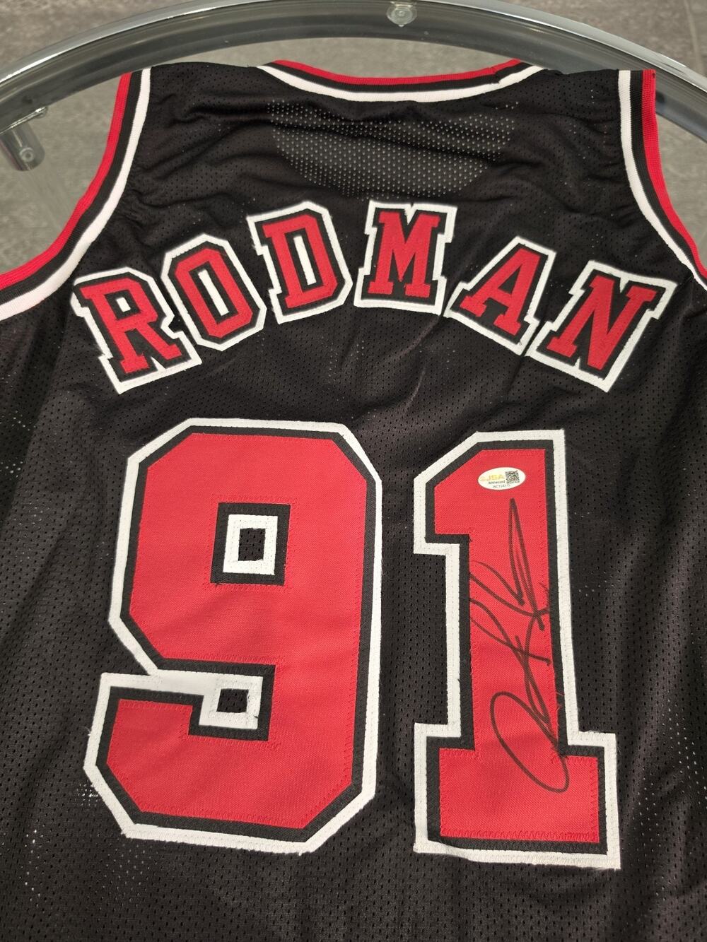 Dennis Rodman Autographed/Signed Jersey Jsa Black Custom Jersey